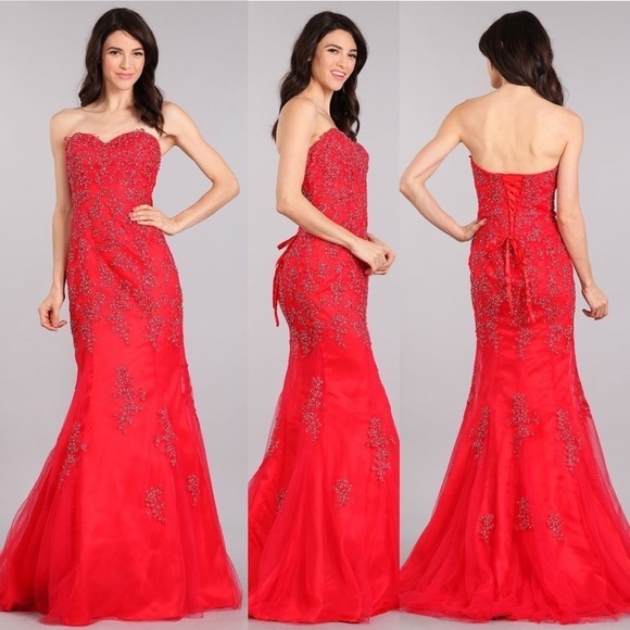 My Fashion Dresses & Skirts - MY Fashion 1661 Red Lace Dress